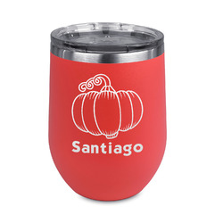 Pumpkins Stemless Stainless Steel Wine Tumbler - Coral - Single Sided (Personalized)