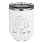 Pumpkins Stemless Stainless Steel Wine Tumbler - White - Single Sided (Personalized)