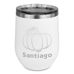 Pumpkins Stemless Stainless Steel Wine Tumbler - White - Single Sided (Personalized)