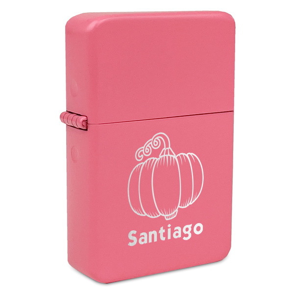 Custom Pumpkins Windproof Lighter - Pink - Double Sided & Lid Engraved (Personalized)