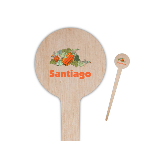 Custom Pumpkins 4" Round Wooden Food Picks - Double Sided (Personalized)