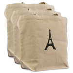 Black Eiffel Tower Reusable Cotton Grocery Bags - Set of 3 (Personalized)