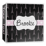 Black Eiffel Tower 3-Ring Binder - 2 inch (Personalized)