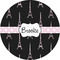 Black Eiffel Tower 5" Multipurpose Round Label - Single Sticker