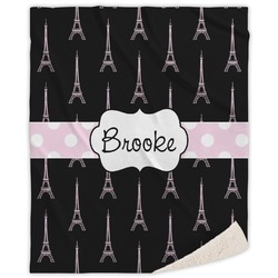 Black Eiffel Tower Sherpa Throw Blanket - 60"x80" (Personalized)