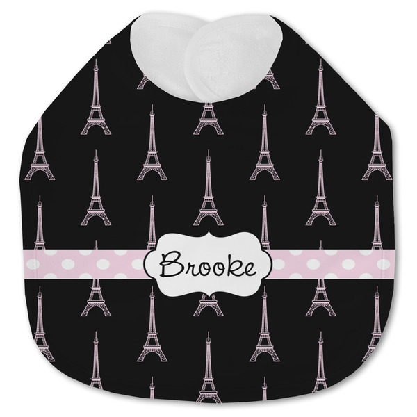 Custom Black Eiffel Tower Jersey Knit Baby Bib w/ Name or Text