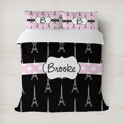 Black Eiffel Tower Duvet Cover Set - Full / Queen (Personalized)