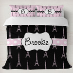 Black Eiffel Tower Duvet Cover Set - King (Personalized)