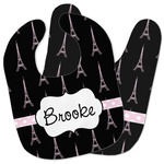 Black Eiffel Tower Baby Bib w/ Name or Text