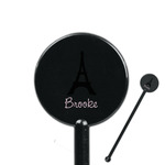 Black Eiffel Tower 5.5" Round Plastic Stir Sticks - Black - Double Sided (Personalized)