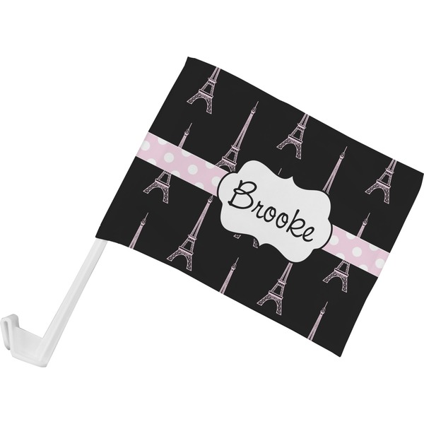 Custom Black Eiffel Tower Car Flag - Small w/ Name or Text