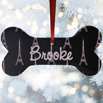 Black Eiffel Tower Ceramic Dog Ornament w/ Name or Text