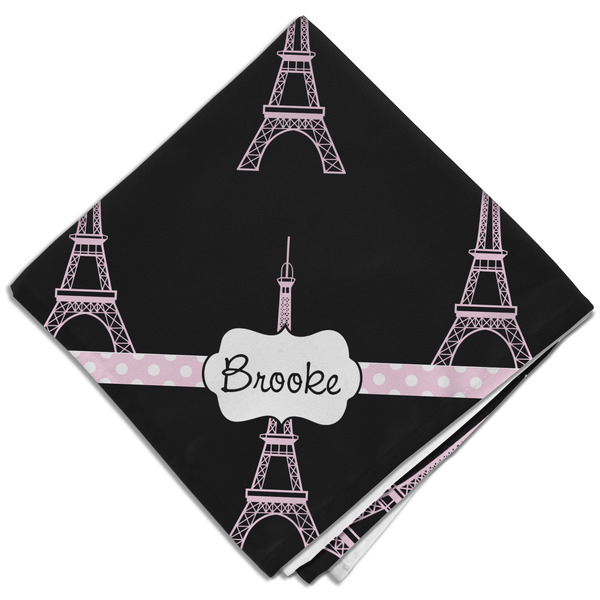 Custom Black Eiffel Tower Cloth Dinner Napkin - Single w/ Name or Text