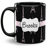 Black Eiffel Tower 11 Oz Coffee Mug - Black (Personalized)