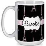 Black Eiffel Tower 15 Oz Coffee Mug - White (Personalized)