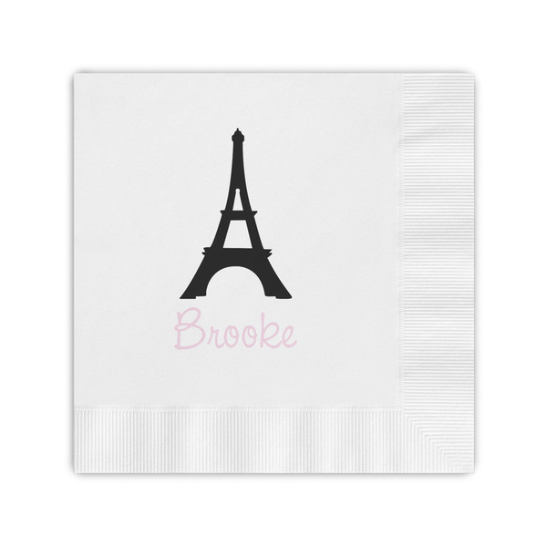 Custom Black Eiffel Tower Coined Cocktail Napkins (Personalized)