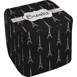 Black Eiffel Tower Cube Pouf Ottoman (Personalized)