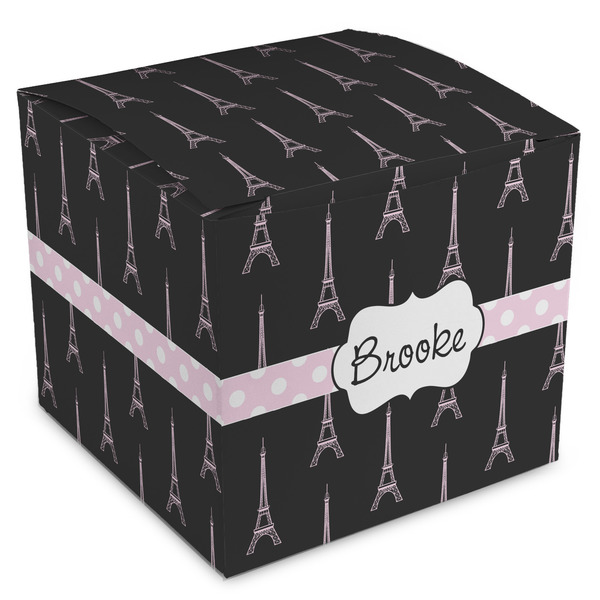 Custom Black Eiffel Tower Cube Favor Gift Boxes (Personalized)