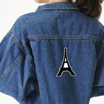 Black Eiffel Tower Twill Iron On Patch - Custom Shape - X-Large - Set of 4