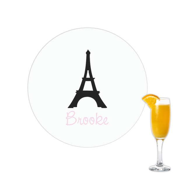 Custom Black Eiffel Tower Printed Drink Topper - 2.15" (Personalized)