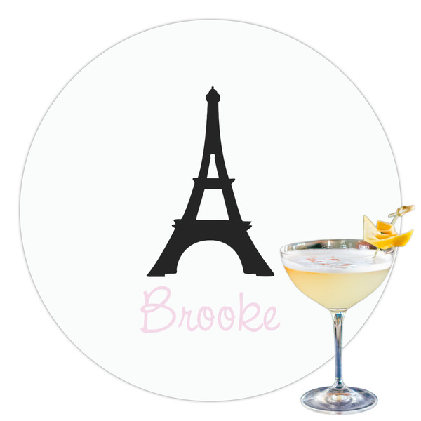 Custom Black Eiffel Tower Printed Drink Topper - 3.5" (Personalized)