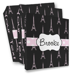 Black Eiffel Tower 3 Ring Binder - Full Wrap (Personalized)