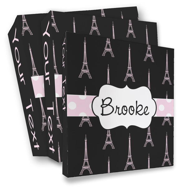 Custom Black Eiffel Tower 3 Ring Binder - Full Wrap (Personalized)