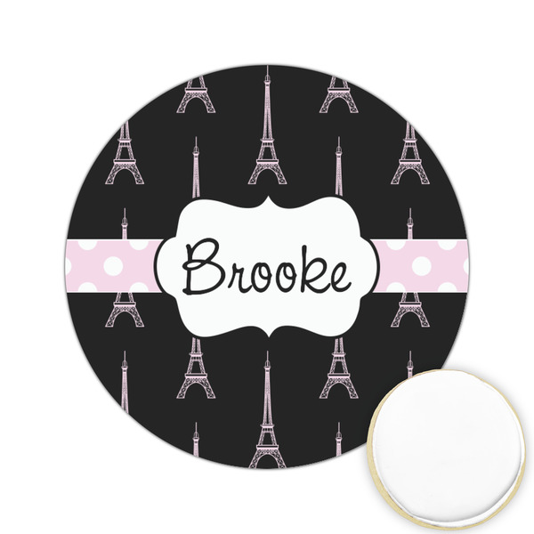 Custom Black Eiffel Tower Printed Cookie Topper - 2.15" (Personalized)