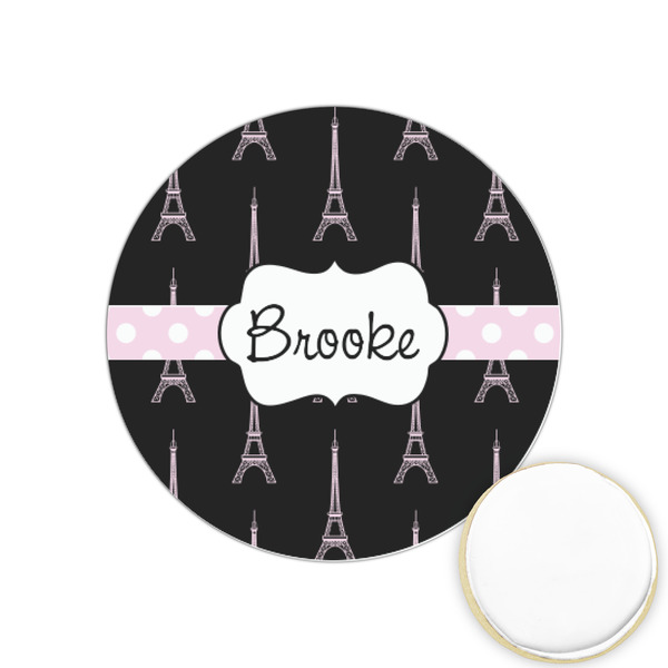 Custom Black Eiffel Tower Printed Cookie Topper - 1.25" (Personalized)