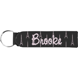 Black Eiffel Tower Neoprene Keychain Fob (Personalized)