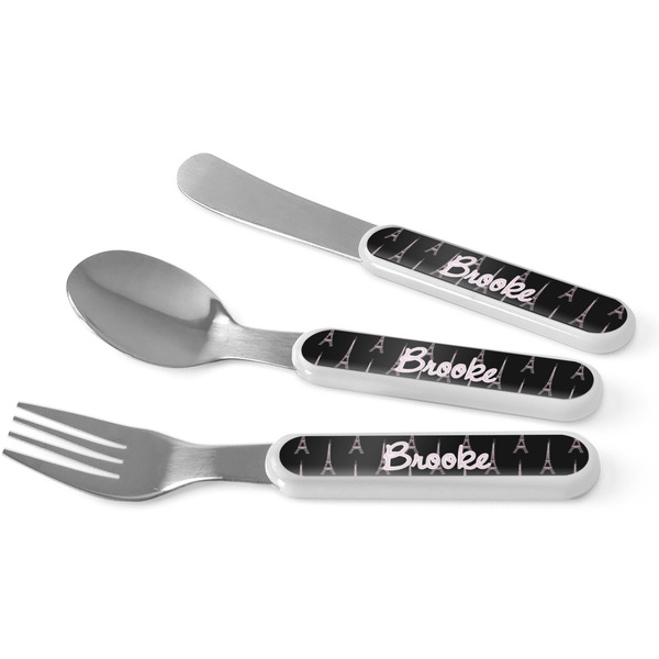 Custom Black Eiffel Tower Kid's Flatware (Personalized)