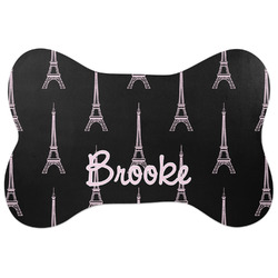 Black Eiffel Tower Bone Shaped Dog Food Mat (Personalized)