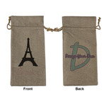 Black Eiffel Tower Large Burlap Gift Bag - Front & Back (Personalized)