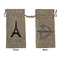 Black Eiffel Tower Large Burlap Gift Bags - Front & Back