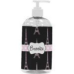 Black Eiffel Tower Plastic Soap / Lotion Dispenser (16 oz - Large - White) (Personalized)