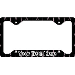 Black Eiffel Tower License Plate Frame - Style C (Personalized)