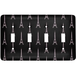 Black Eiffel Tower Light Switch Cover (4 Toggle Plate)