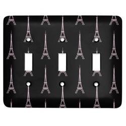 Black Eiffel Tower Light Switch Cover (3 Toggle Plate)