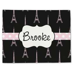 Black Eiffel Tower Single-Sided Linen Placemat - Single w/ Name or Text