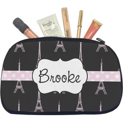 Black Eiffel Tower Makeup / Cosmetic Bag - Medium (Personalized)