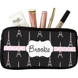 Black Eiffel Tower Makeup / Cosmetic Bag (Personalized)