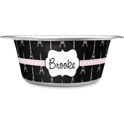 Black Eiffel Tower Stainless Steel Dog Bowl - Small (Personalized)