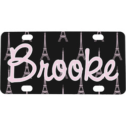 Black Eiffel Tower Mini / Bicycle License Plate (4 Holes) (Personalized)