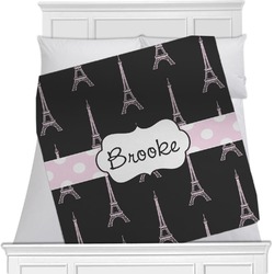 Black Eiffel Tower Minky Blanket - Toddler / Throw - 60"x50" - Single Sided (Personalized)