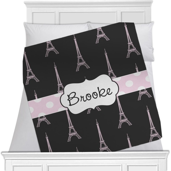 Custom Black Eiffel Tower Minky Blanket (Personalized)