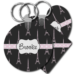 Black Eiffel Tower Plastic Keychain (Personalized)