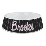 Black Eiffel Tower Plastic Dog Bowl - Large (Personalized)