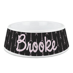 Black Eiffel Tower Plastic Dog Bowl - Medium (Personalized)