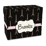 Black Eiffel Tower Wood Recipe Box - Full Color Print (Personalized)