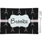 Black Eiffel Tower Rectangular Glass Appetizer / Dessert Plate - Single or Set (Personalized)